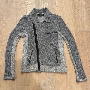 Rag & Bone Two-Tone Gray tweed knit Bomber Jacket